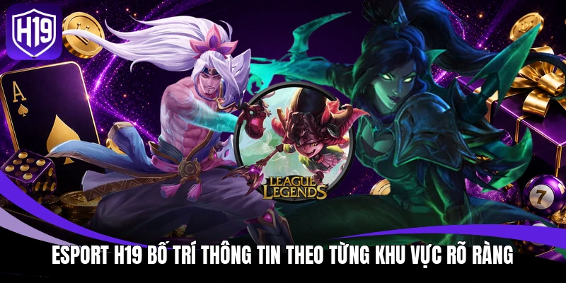 Esport H19 bố trí thông tin theo từng khu vực rõ ràng